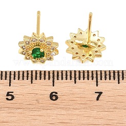 Brass Micro Pave Cubic Zirconia Stud Earrings for Women&nbsp;KK-A305-04G-03
