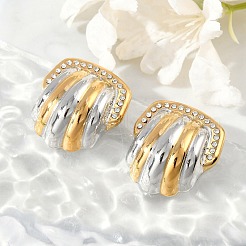 304 Stainless Steel Two Tone Shell Shape Stud Earrings&nbsp;EJEW-M073-12PG