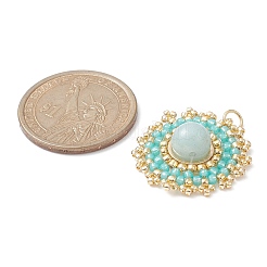 Natural Amazonite Flat Round Pendants&nbsp;PALLOY-MZ00135-01