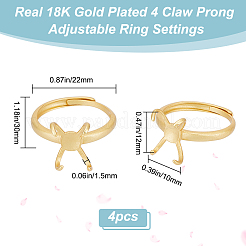 4Pcs Adjustable Brass Ring Components&nbsp;FIND-BBC0002-51B