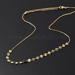 Brass Cable & Flat Sequin Chains Necklaces for Women&nbsp;NJEW-D302-40G