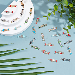 100Pcs 10 Styles Golden Tone Alloy Enamel Pendants&nbsp;ENAM-ME0001-25