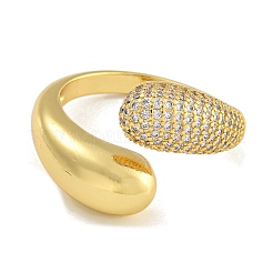 Brass Micro Pave Cubic Zirconia Cuff Rings for Women&nbsp;RJEW-P127-11G