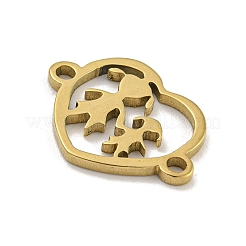 Ion Plating(IP) Mother's Day 201 Stainless Steel Hollow Connector Charms&nbsp;STAS-S146-02G