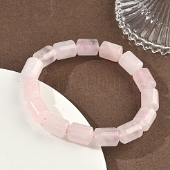 Column Natural Rose Quartz Beads Stretch Bracelets for Women Men&nbsp;BJEW-A148-01A-25
