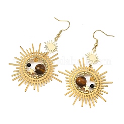Brass Glass Dangle Earrings&nbsp;EJEW-MZ00802-01
