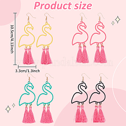 3 Pairs 3 Colors Alloy Flamingo Chandelier Earrings&nbsp;EJEW-AN0004-43