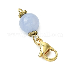 6Pcs Round Natural Rose Quartz & Amazonite & Quartz & Carnelian & White Jade Pendant Decorations&nbsp;HJEW-JM02857
