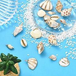 18Pcs 9 Styles Electroplate Natural Mixed Shell Pendants&nbsp;BSHE-YW0001-08