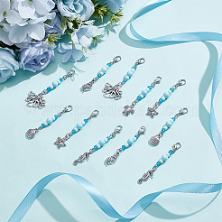 30Pcs 6 Styles Ocean Theme Alloy Charm & Glass Beads Pendant Decorations&nbsp;HJEW-BM0001-38