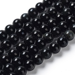 Natural Obsidian Beads Strands&nbsp;G-G099-10mm-24