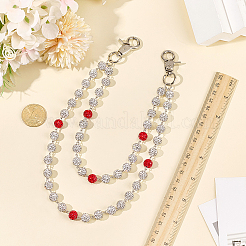 1Pc Polymer Clay Rhinestone Round Beaded Pants Chain Belts for Women&nbsp;AJEW-CN0007-10B