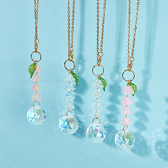 Teardrop Glass & Acrylic Flower Car Mirror Pendant Decorations&nbsp;HJEW-DR00051
