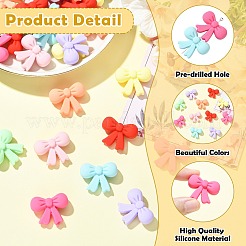 32Pcs 8 Colors Bowknot Silicone Focal Beads&nbsp;SIL-CJ0003-24