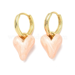 Brass Enamel Dangle Hoop Earrings for Women&nbsp;KK-CBA760A-06G-01