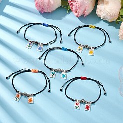 Alloy & Brass Beads Braided Bracelets&nbsp;BJEW-MZ00075