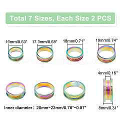 14pcs 7 size Unisex Stainless Steel Grooved Finger Ring Sets&nbsp;RJEW-UN0002-65MC