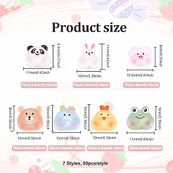 350Pcs 7 Styles Translucent Printed Resin Cabochons&nbsp;CRES-DC0001-02