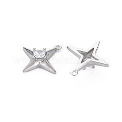 Brass Clear Cubic Zirconia Pendants&nbsp;KK-S364-002