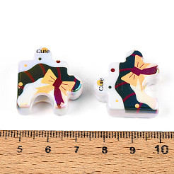 UV Plating Opaque Printed Acrylic European Beads&nbsp;OACR-N153-06D