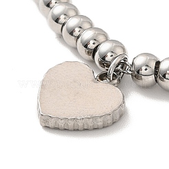 304 Stainless Steel Heart Charm Bracelet with Enamel&nbsp;BJEW-B057-08P
