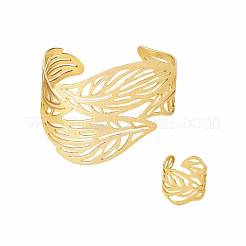 Hollow Out Leaf Alloy Cuff Bangles & Cuff Rings Sets&nbsp;FS-WG2FB6E-01