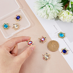 8Pcs 4 Colors Brass Cubic Zirconia 2-Loop Pendants&nbsp;KK-DC0003-51
