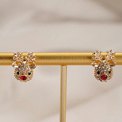 Christmas Deer Alloy Rhinestone Stud Earrings&nbsp;FS-WGA5BB1-01