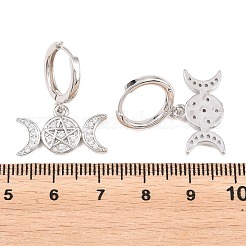 Brass Micro Pave Cubic Zirconia Hoop Dangle Earrings&nbsp;EJEW-G471-52P