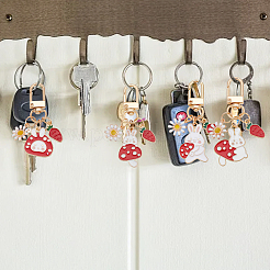 8Pcs 4 Style Alloy Enamel Pendant Keychain&nbsp;KEYC-DR0001-10