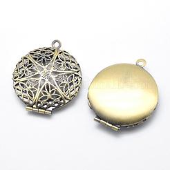 Brass Diffuser Locket Pendants&nbsp;KK-F717-26AB-NR