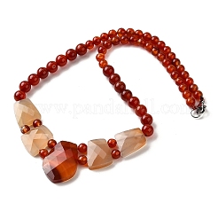 Natural Red Agate Faceted Bib Graduated Beaded Necklaces for Women&nbsp;NJEW-B128-01I