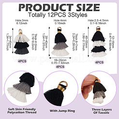 12Pcs 3 Styles Polycotton(Polyester Cotton) Tassel Pendant Decorations&nbsp;FIND-TA0009-05