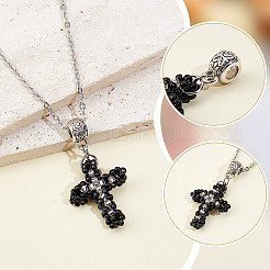 2Pcs Glass Seed Beaded Cross Pendants&nbsp;PALLOY-GO00073