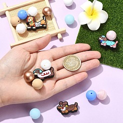 4Pcs 4 Styles Dog Silicone Beads&nbsp;SIL-YW0003-61