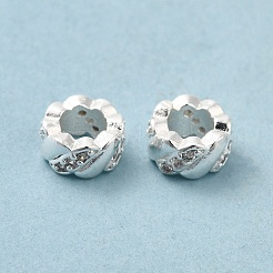 Rack Plating Brass Micro Pave Cubic Zirconia European Beads&nbsp;KK-F866-10S