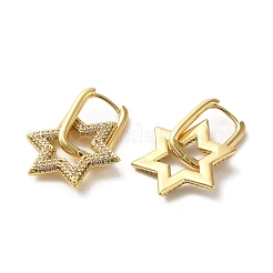 Golden Brass Micro Pave Cubic Zirconia Dangle Hoop Earrings&nbsp;EJEW-C073-03B-G