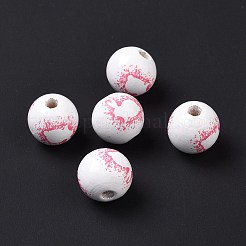 Easter Theme Printed Wood European Beads&nbsp;X-WOOD-C002-10C