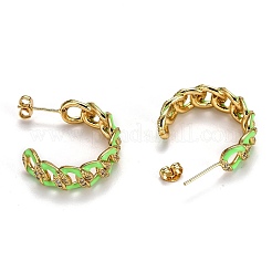 Brass Micro Pave Clear Cubic Zirconia Half Hoop Earrings&nbsp;EJEW-B004-02G