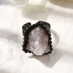 Natural Rose Quartz Irregular Nugget Open Cuff Rings&nbsp;G-A278-03AB-04