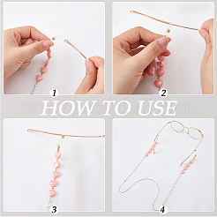 3Pcs 3 Colors Iron & Resin Heart Eyeglasses Chains&nbsp;AJEW-CN0007-85