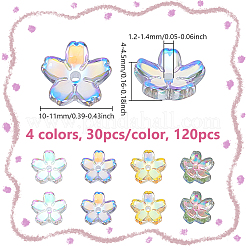 120Pcs 4 Colors Transparent Electroplate Glass Bead Caps&nbsp;EGLA-HS0001-05
