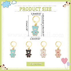 Bear with Heart Alloy Enamel Pendant Stitch Markers&nbsp;HJEW-AB00525