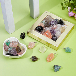 50Pcs 10 Colors Natural Gemstone Pendants&nbsp;PALLOY-FH00141