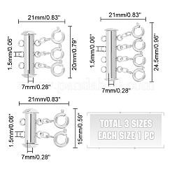 3Pcs 3 Styles 304 Stainless Steel Slide Lock Clasps&nbsp;STAS-UN0042-03P