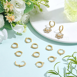 6 Pairs Brass Micro Pave Clear Cubic Zirconia Hoop Earring Findings&nbsp;KK-BBC0027-48A