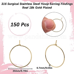 150Pcs 316 Surgical Stainless Steel Hoop Earring Findings&nbsp;STAS-SC0007-18