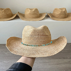 Ethnic Style Polyester with Acrylic Round Beaded Adjustable Hat Band&nbsp;AJEW-WH0314-817