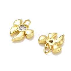 Brass Micro Pave Clear Cubic Zirconia Charms&nbsp;CU-CBA6E4E-13G