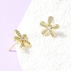 Valentine's Day Brass Micro Pave Clear Cubic Zirconia Stud Earrings&nbsp;EJEW-C186-22G-01